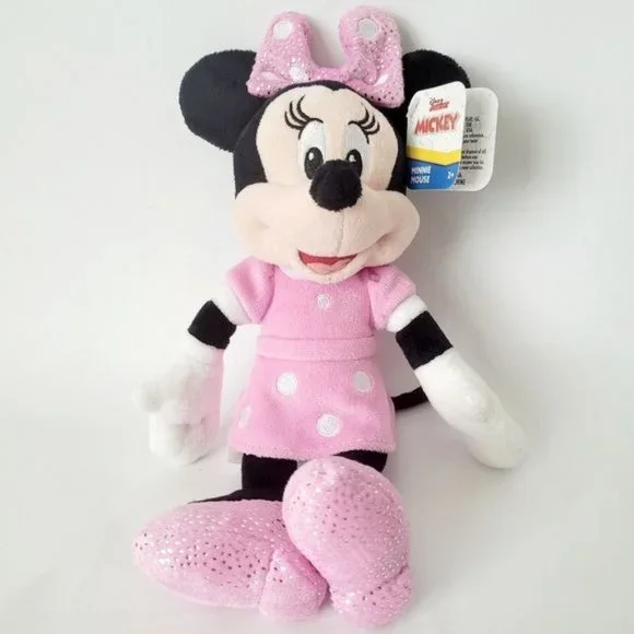 Minnie Mouse DISNEY 10" Plush Stuffed Animal Pink Polka Dot Bling - Picture 9 of 9